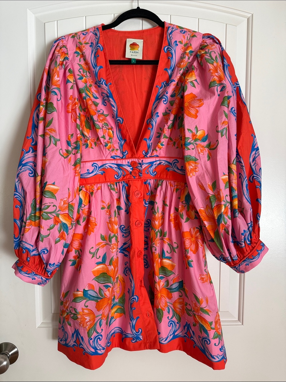 FARM Rio Pink Orange Floral Mini Dress - Picture 11 of 14